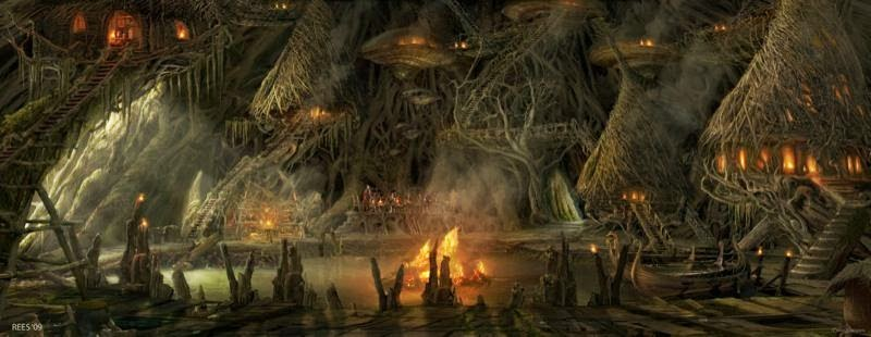 Illustration for article titled Concept art of the Rock Troll realm that was cut from Thor